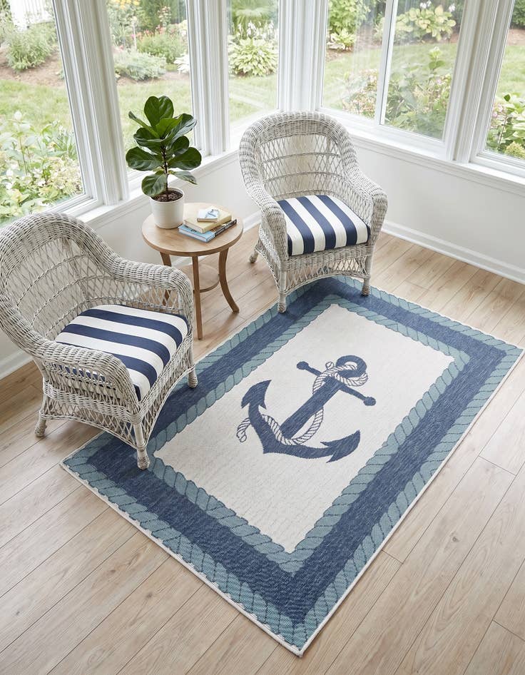 Detail image of 4' x 6' Easy-Clean Coastal Indoor / Outdoor Rug