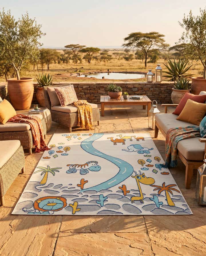 5' 3 x 7' 7 Easy-Clean Indoor / Outdoor Rug