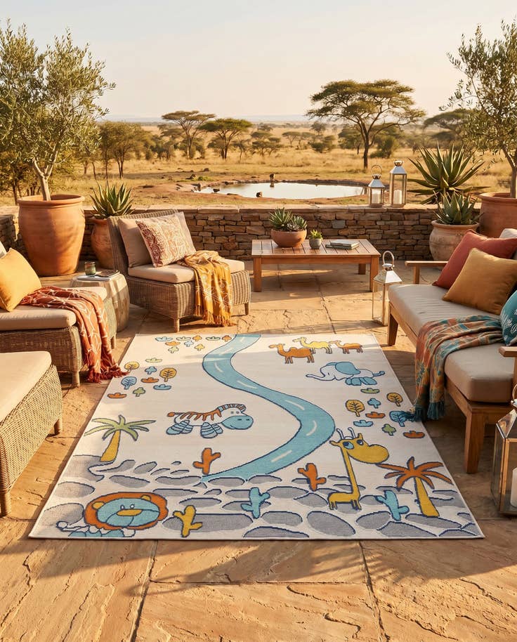 Detail image of 5' 3 x 7' 7 Easy-Clean Indoor / Outdoor Rug