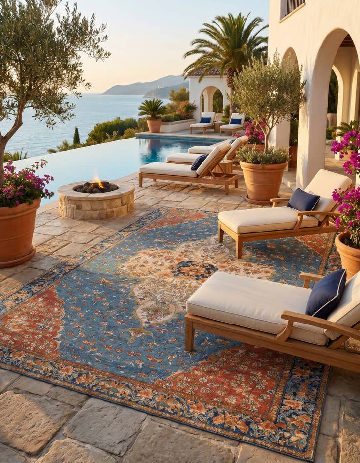 Detail image of 10' x 14' Easy-Clean Traditional Indoor / Outdoor Rug