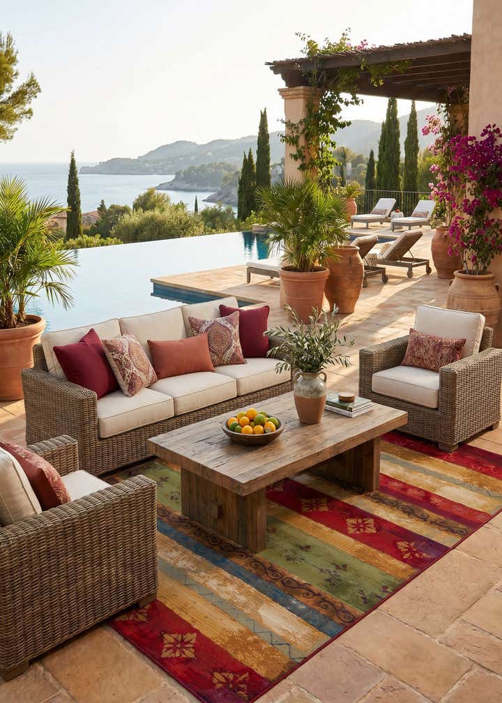 7' 10 x 10' Easy-Clean Modern Indoor / Outdoor Rug