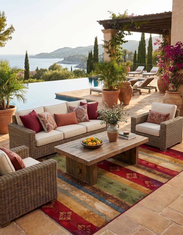 Detail image of 7' 10 x 10' Easy-Clean Modern Indoor / Outdoor Rug