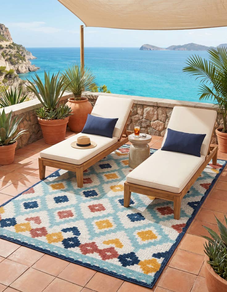 Detail image of 5' 3 x 8' Easy-Clean Belize Indoor / Outdoor Rug
