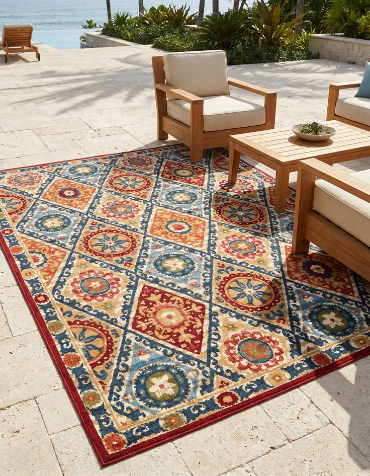 Detail image of 7' 10 x 10' Easy-Clean Modern Indoor / Outdoor Rug