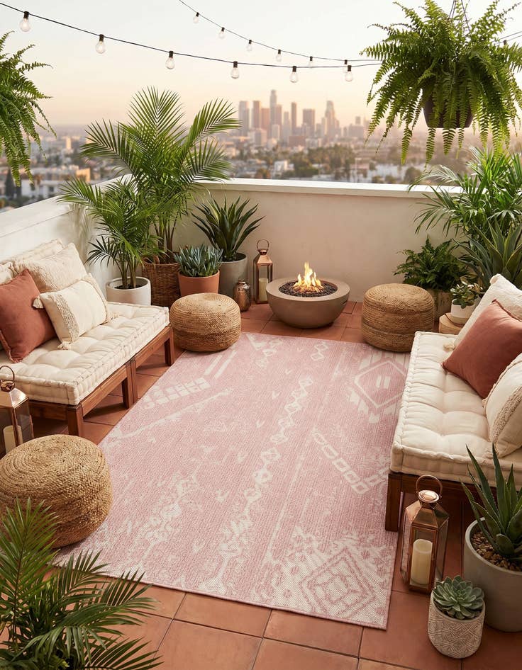 Detail image of 4' x 6' Easy-Clean Bohemian Indoor / Outdoor Rug