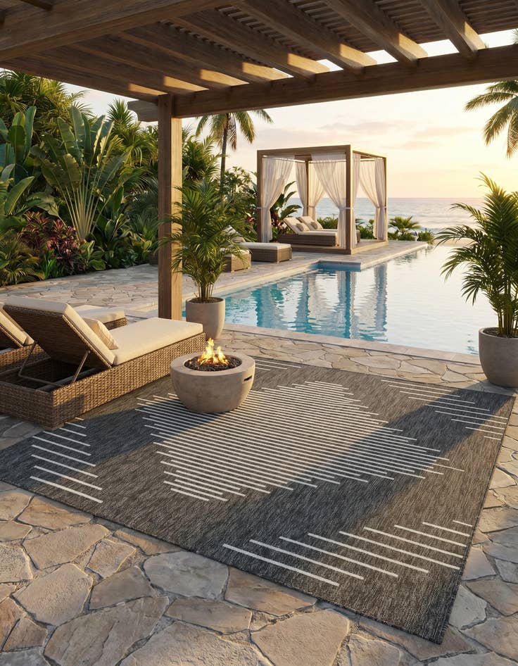 Detail image of 7' x 7' Easy-Clean Modern Indoor / Outdoor Square Rug