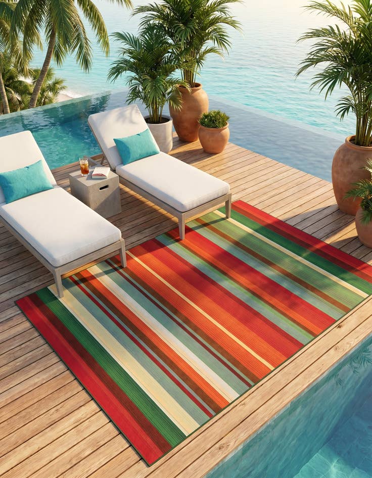 Detail image of 7' x 10' Easy-Clean Modern Indoor / Outdoor Rug