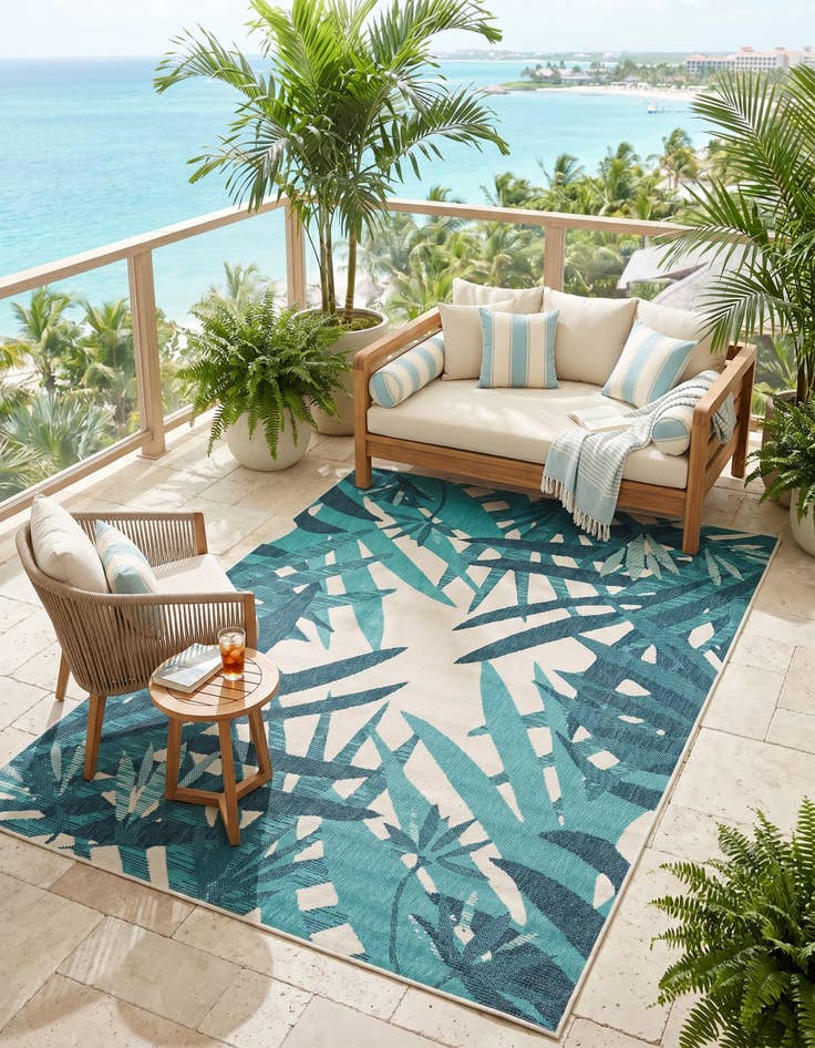 Detail image of 5' x 8' Easy-Clean Botanical Indoor / Outdoor Rug