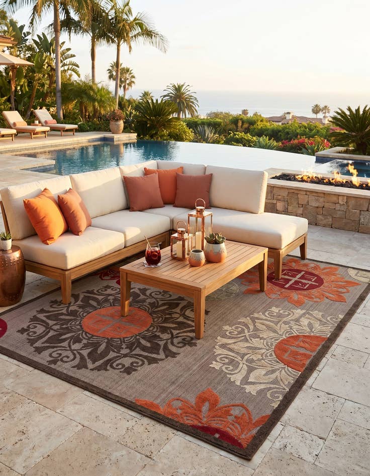 Detail image of 9' x 12' 2 Easy-Clean Modern Indoor / Outdoor Rug