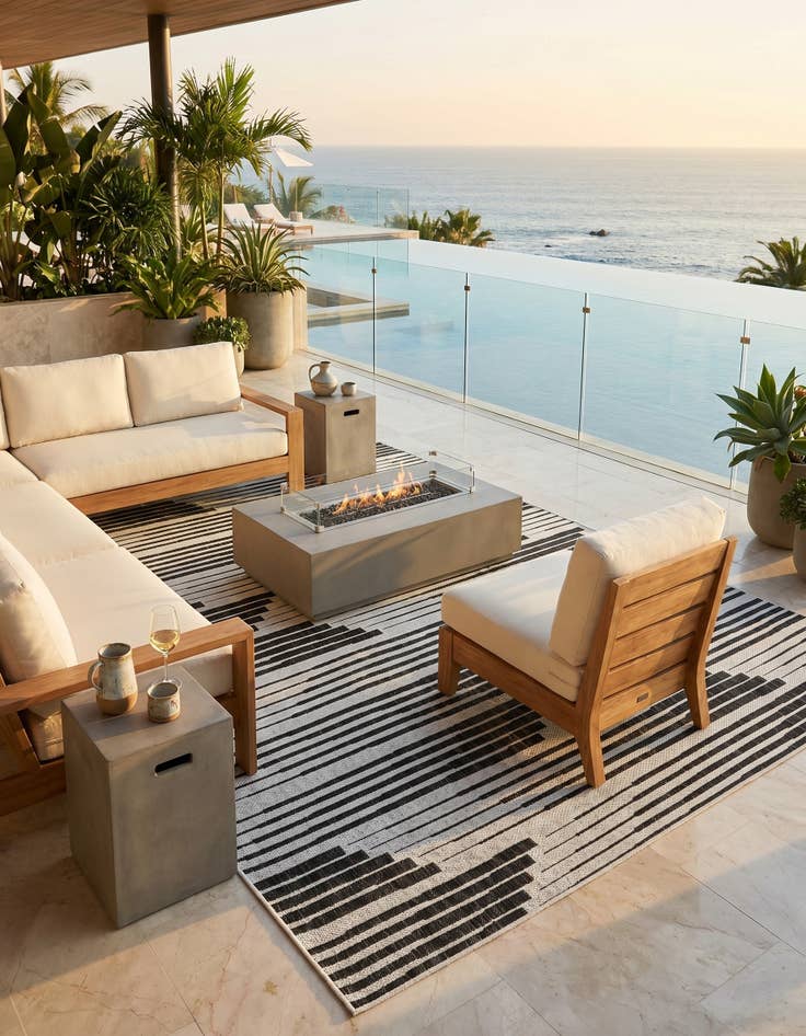 Detail image of 5' 3 x 8' Easy-Clean Modern Indoor / Outdoor Rug