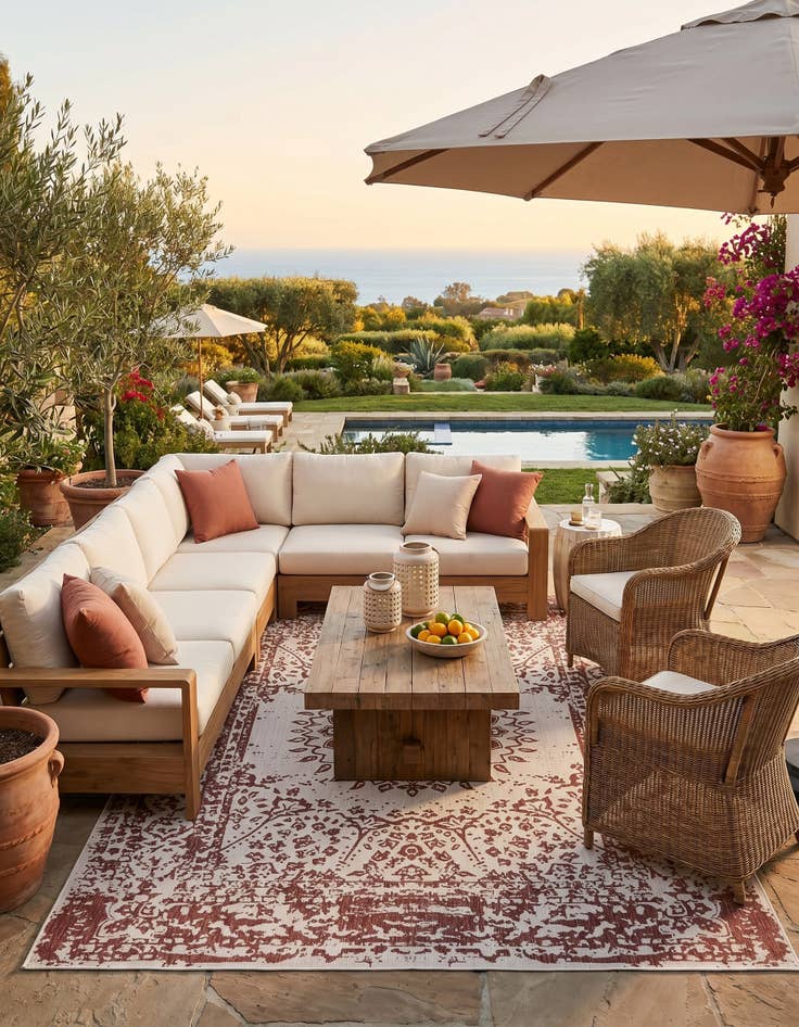 Detail image of 9' x 12' Easy-Clean Traditional Indoor / Outdoor Rug