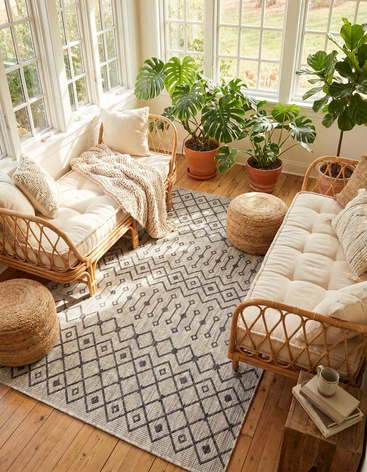Detail image of 6' x 9' Easy-Clean Lattice Indoor / Outdoor Rug