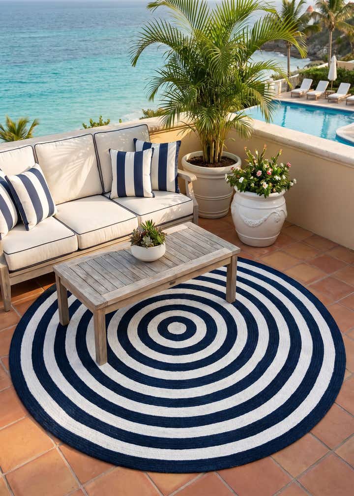 5' 3 x 5' 3 Easy-Clean Eco Verse Washable Indoor / Outdoor Round Rug