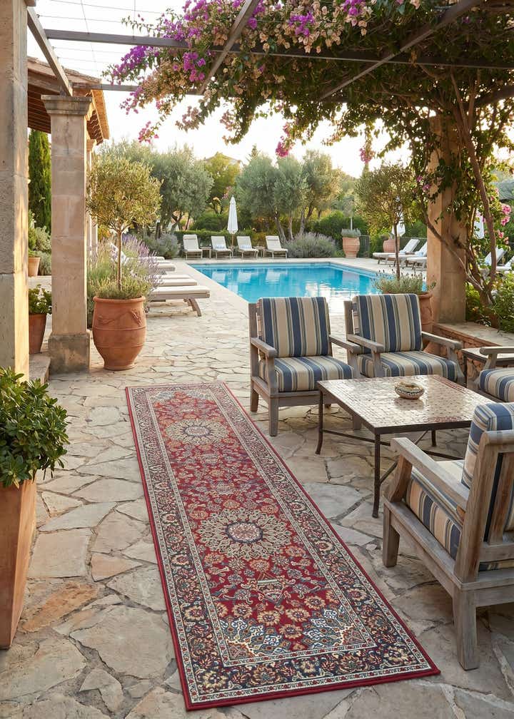 2' 7 x 12' Easy-Clean Traditional Indoor / Outdoor Runner Rug