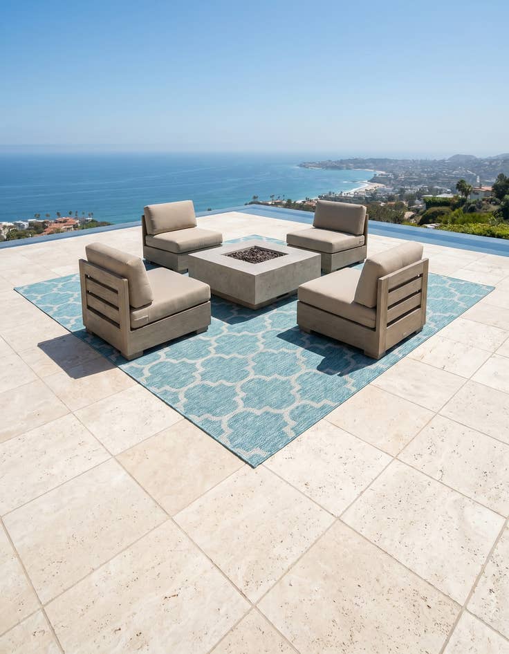 Detail image of 7' 10 x 7' 10 Easy-Clean Trellis Indoor / Outdoor Square Rug