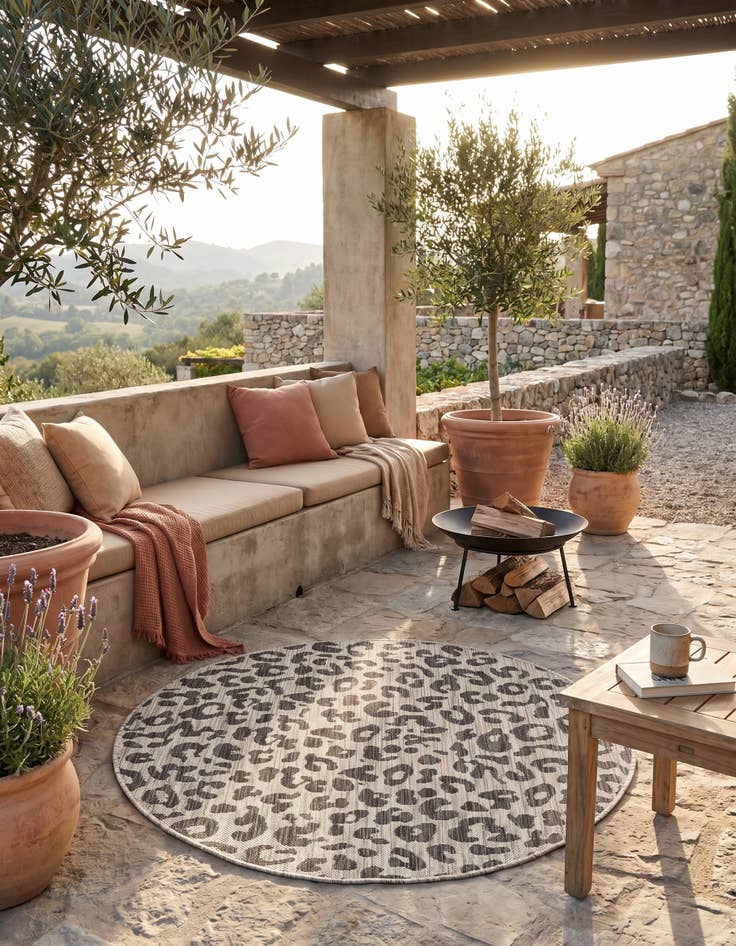 Detail image of 4' x 4' Easy-Clean Safari Indoor / Outdoor Round Rug