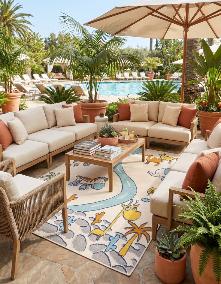 Detail image of 5' 3 x 7' 7 Easy-Clean Indoor / Outdoor Rug