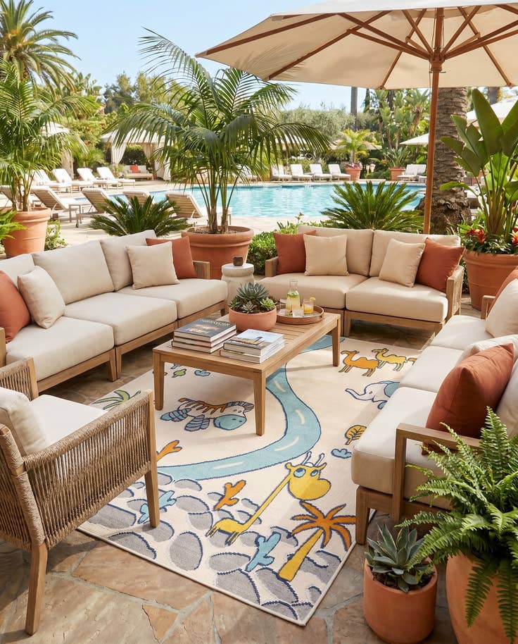 Detail image of 5' 3 x 7' 7 Easy-Clean Indoor / Outdoor Rug