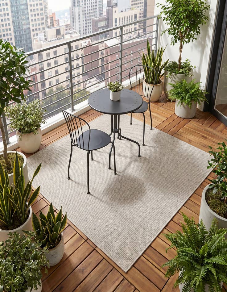 Detail image of 5' 3 x 5' 3 Easy-Clean Solid Indoor / Outdoor Square Rug