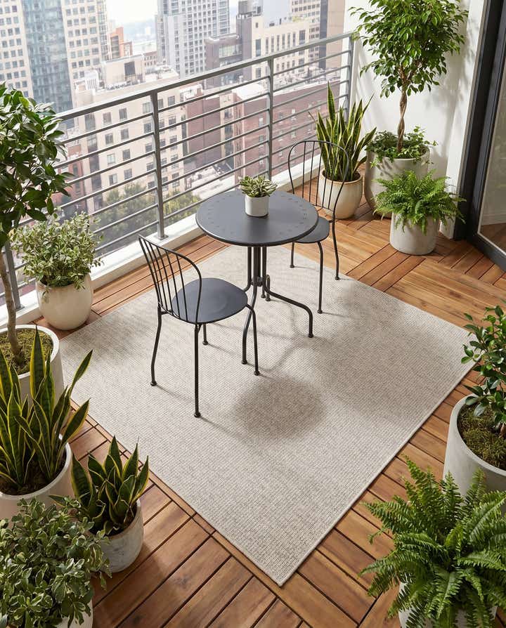 5' 3 x 5' 3 Easy-Clean Solid Indoor / Outdoor Square Rug