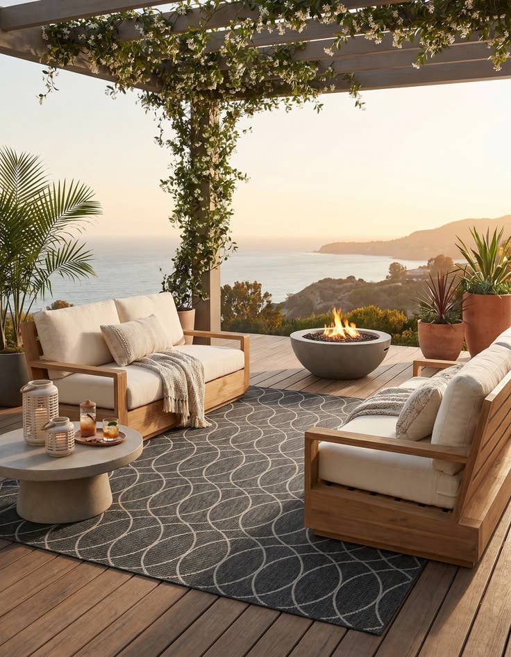 Detail image of 7' 10 x 11' Easy-Clean Trellis Indoor / Outdoor Rug