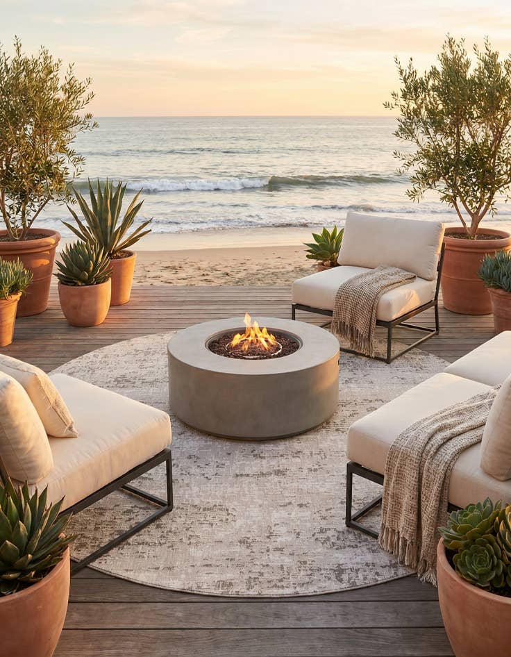 Detail image of 13' x 13' Easy-Clean Modern Indoor / Outdoor Round Rug