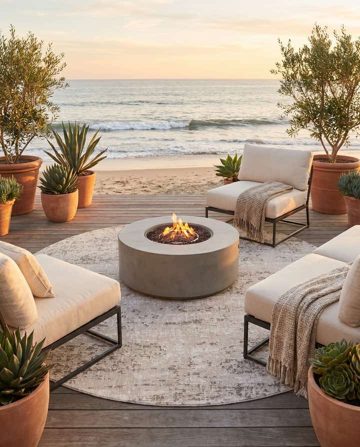 13' x 13' Easy-Clean Modern Indoor / Outdoor Round Rug
