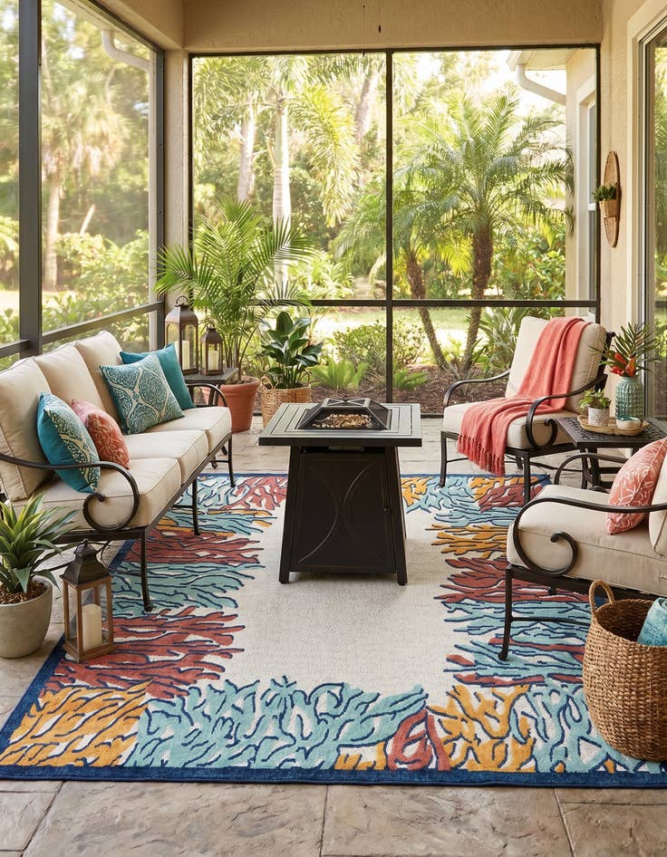 Detail image of 9' x 12' Easy-Clean Belize Indoor / Outdoor Rug