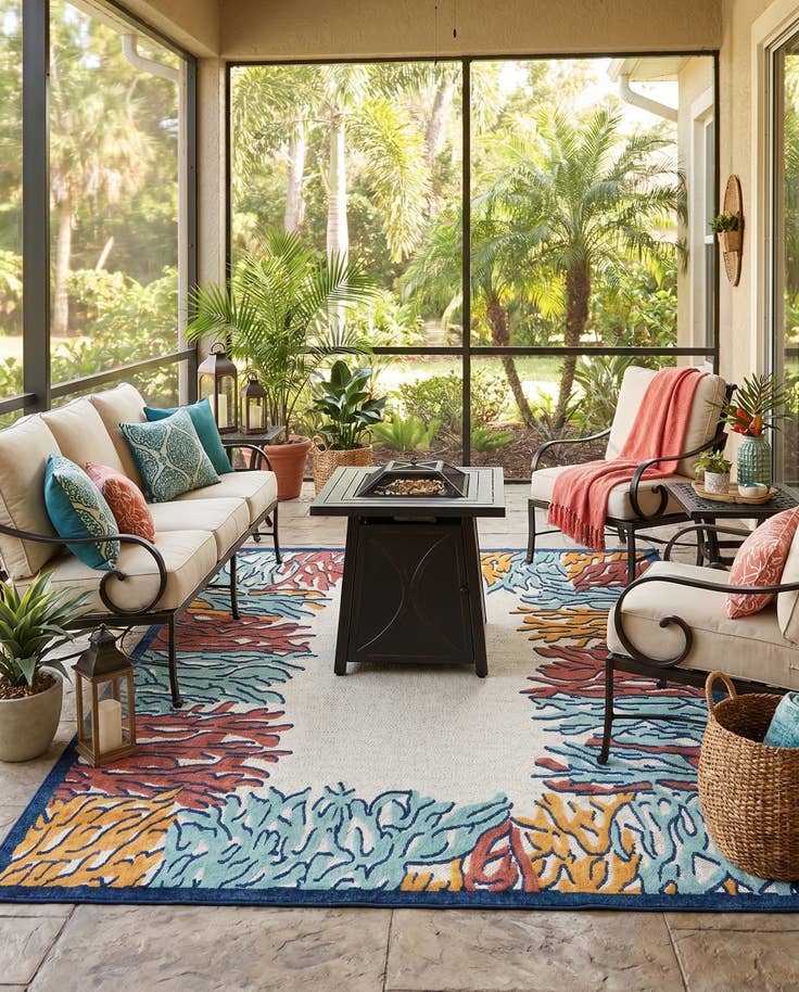 Detail image of 9' x 12' Easy-Clean Belize Indoor / Outdoor Rug