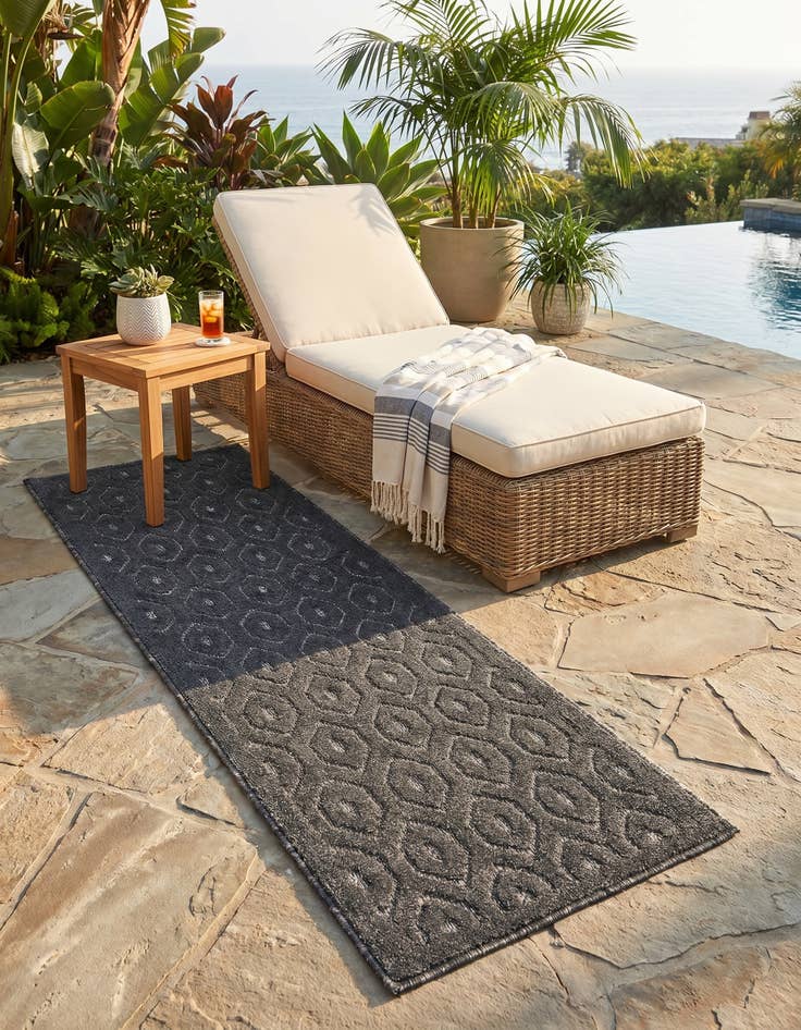Detail image of 2' x 6' Easy-Clean Trellis Textured Indoor / Outdoor Runner Rug
