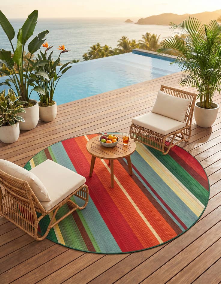 Detail image of 7' x 7' Easy-Clean Modern Indoor / Outdoor Round Rug