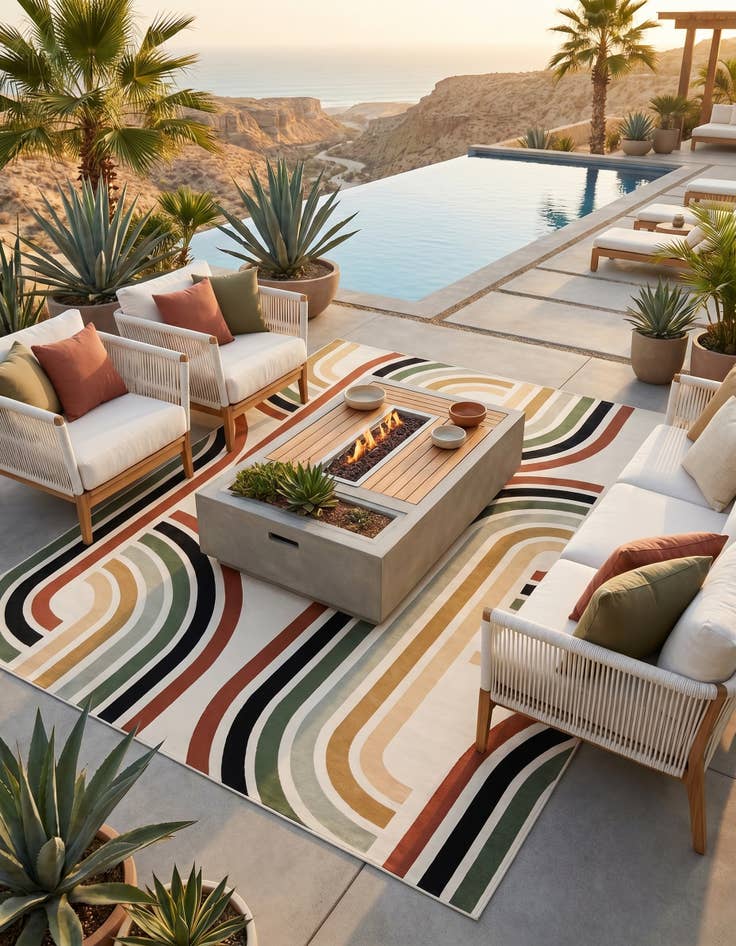 Detail image of 10' x 14' Easy-Clean Modern Indoor / Outdoor Rug