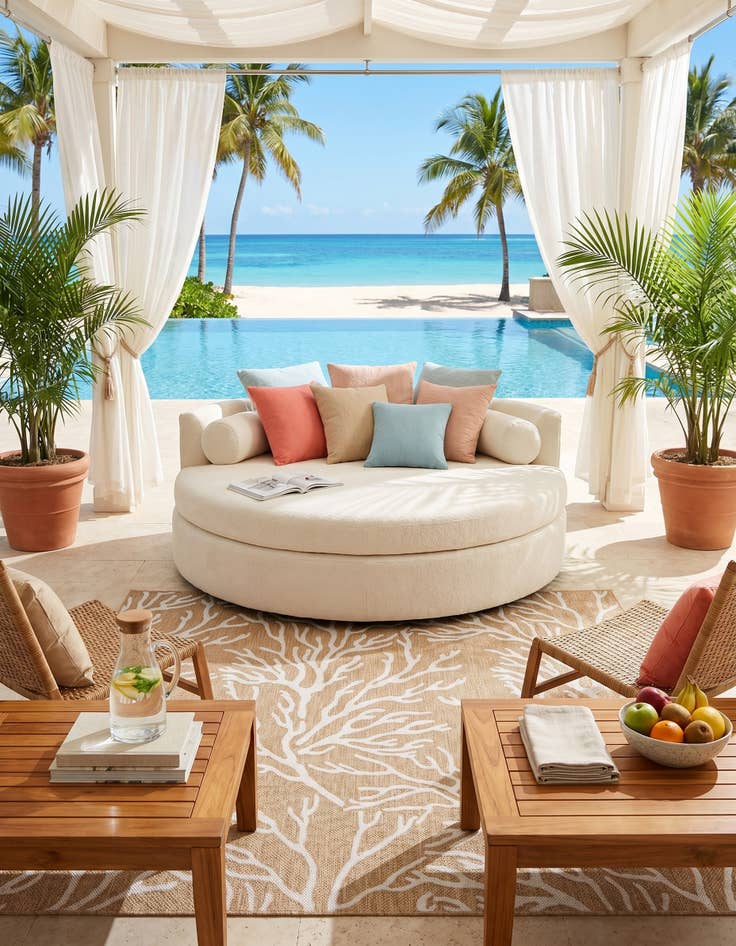 Detail image of 7' 10 x 7' 10 Easy-Clean Coastal Indoor / Outdoor Square Rug