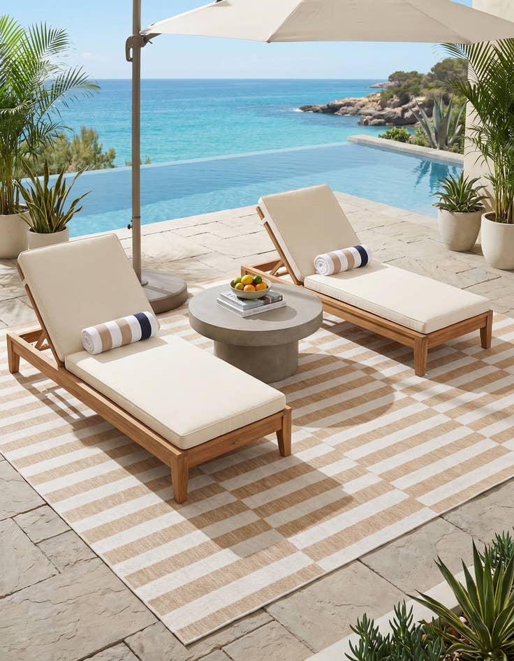 Detail image of 7' 10 x 11' Easy-Clean Striped Indoor / Outdoor Rug