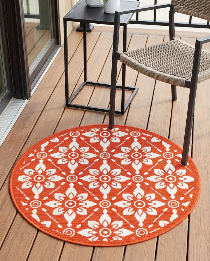 3' x 3' Easy-Clean Trellis Indoor / Outdoor Round Rug