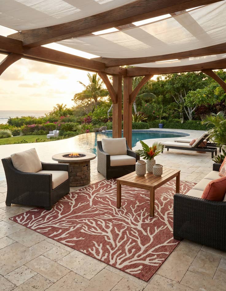 Detail image of 6' x 9' Easy-Clean Coastal Indoor / Outdoor Rug