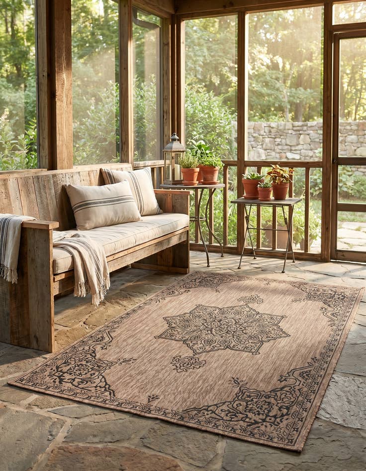 Detail image of 5' 3 x 8' Easy-Clean Traditional Indoor / Outdoor Rug