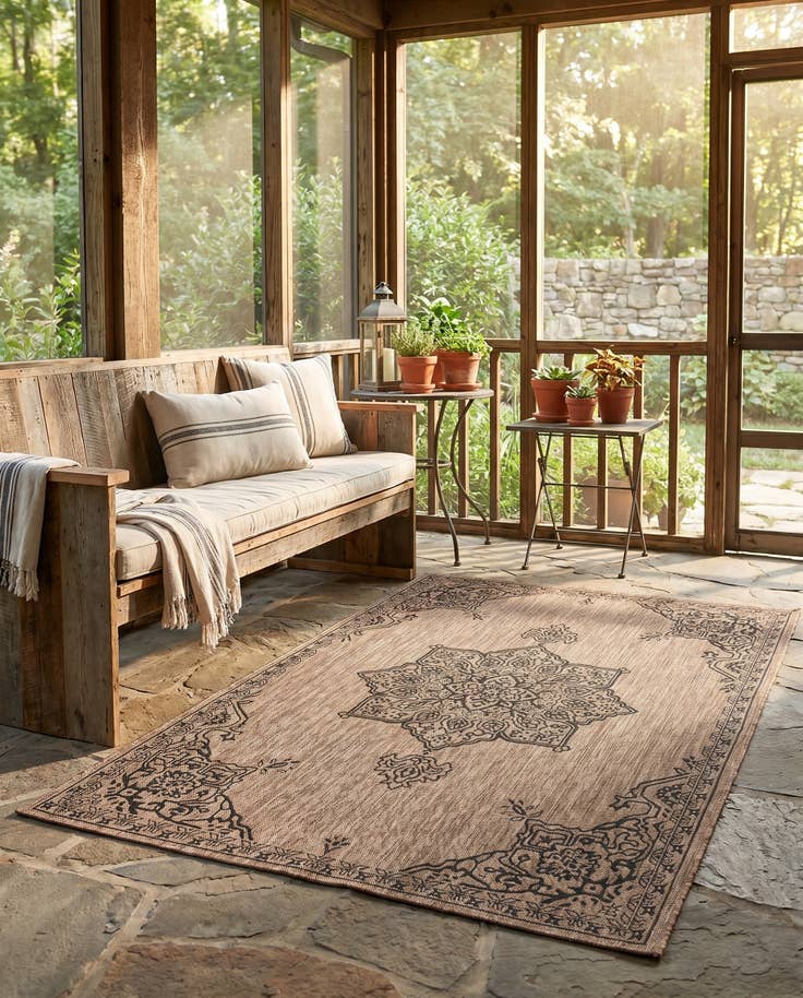 Detail image of 5' 3 x 8' Easy-Clean Traditional Indoor / Outdoor Rug