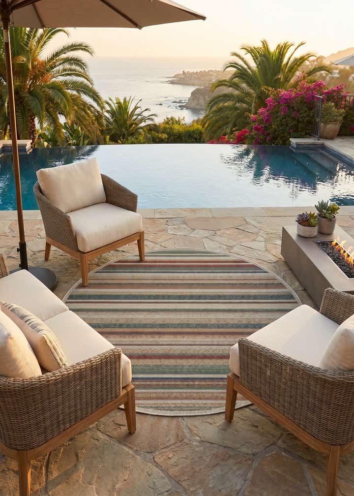7' x 7' Easy-Clean Baja Indoor / Outdoor Round Rug