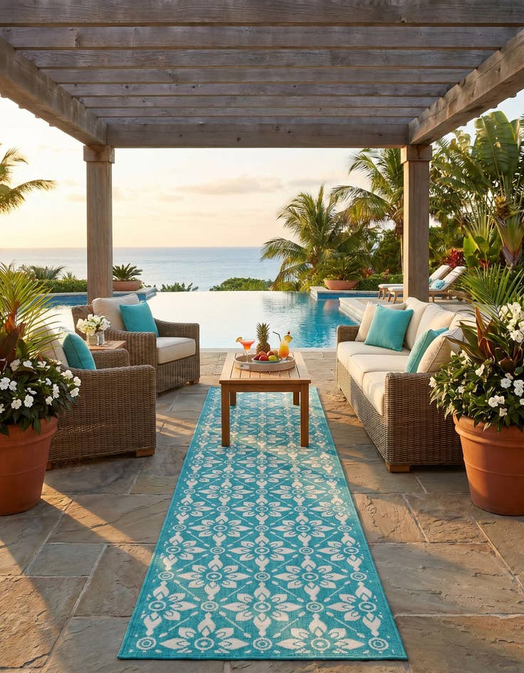 Detail image of 2' 7 x 12' Easy-Clean Trellis Indoor / Outdoor Runner Rug