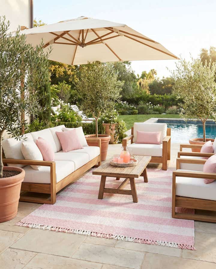 4' x 6' Easy-Clean Eco Plaid Washable Indoor / Outdoor Rug