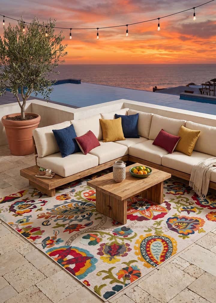 7' 10 x 10' Easy-Clean Casablanca Indoor / Outdoor Rug