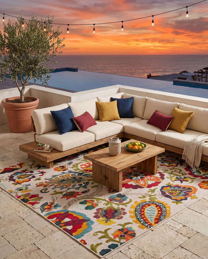 7' 10 x 10' Easy-Clean Casablanca Indoor / Outdoor Rug