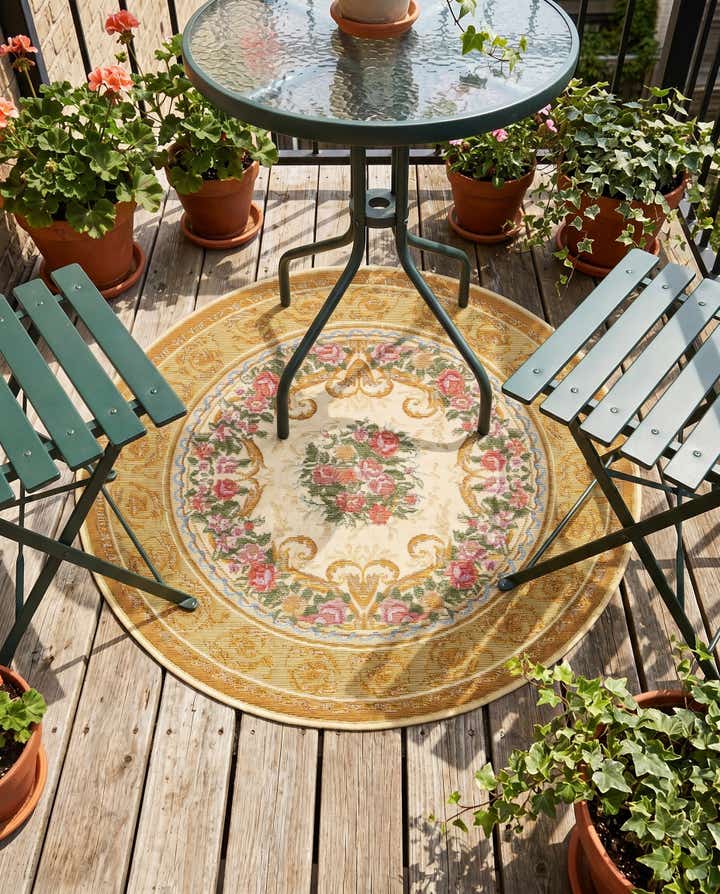 3' x 3' Easy-Clean Traditional Indoor / Outdoor Round Rug