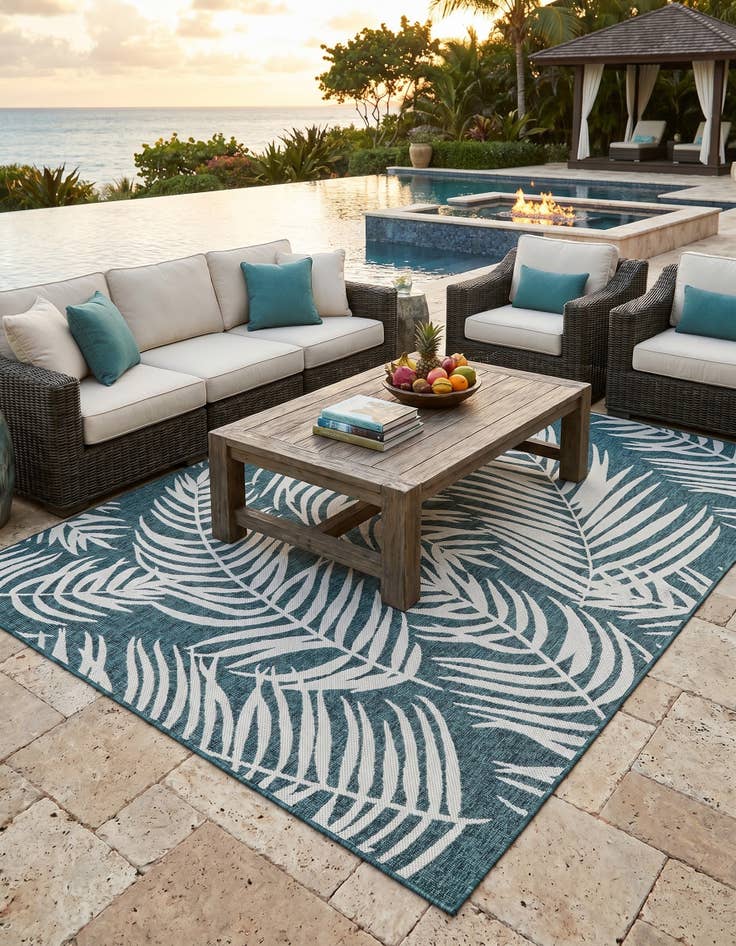 Detail image of 7' 10 x 10' Easy-Clean Botanical Indoor / Outdoor Rug