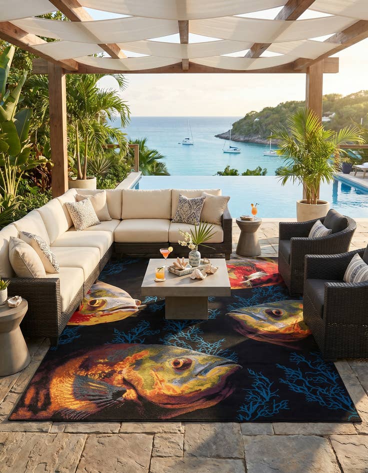 Detail image of 10' x 14' Easy-Clean Coastal Indoor / Outdoor Rug