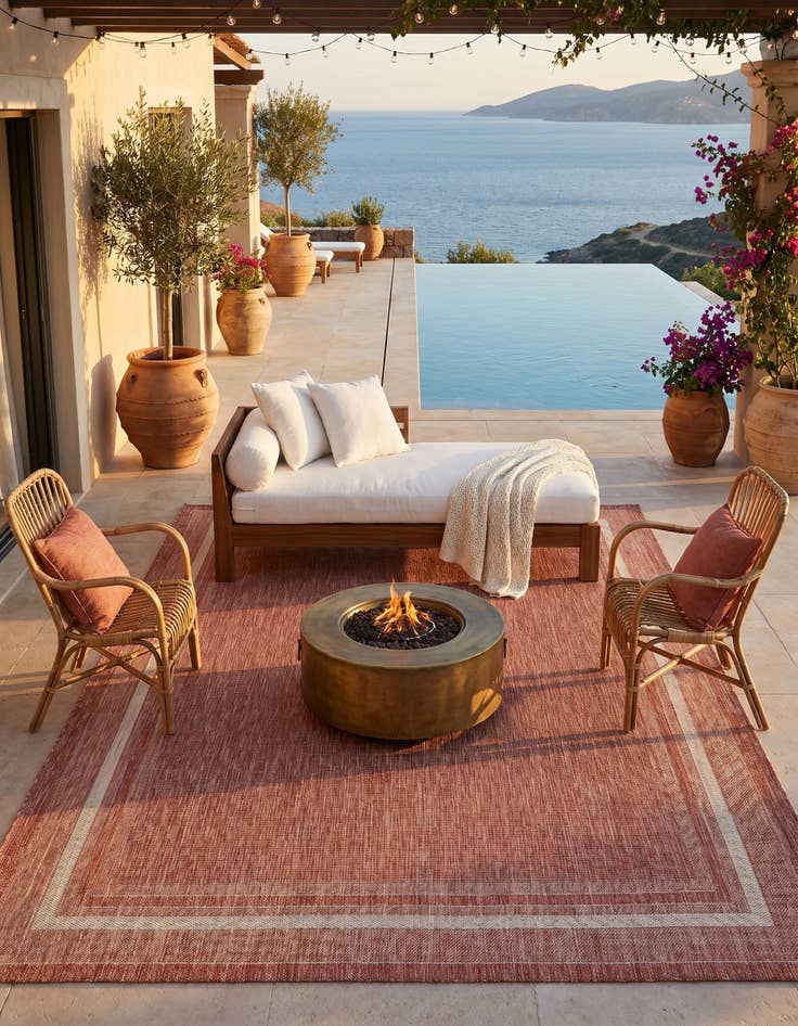 Detail image of 7' 10 x 11' Easy-Clean Border Indoor / Outdoor Rug