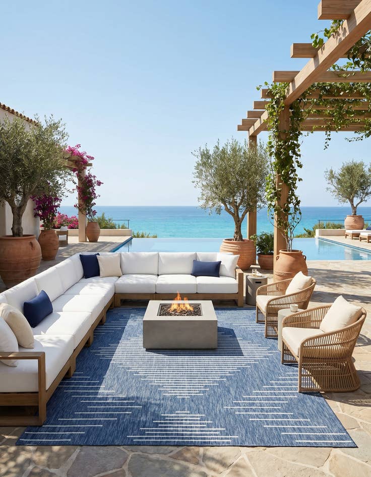 Detail image of 7' 10 x 10' Easy-Clean Modern Indoor / Outdoor Rug