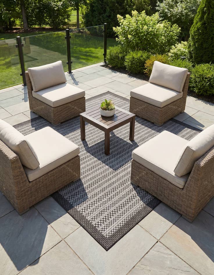 Detail image of 6' x 6' Easy-Clean Border Indoor / Outdoor Square Rug