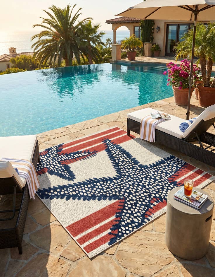 Detail image of 5' 3 x 5' 3 Easy-Clean Belize Indoor / Outdoor Square Rug